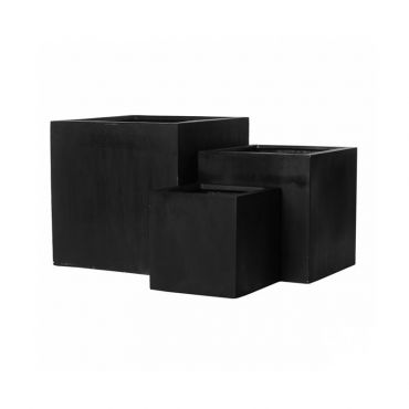 Lot de 3 pot carré simple , en mélange pierre et résine