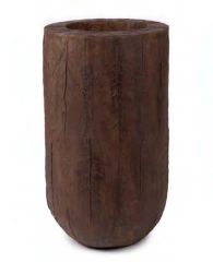 Pot aspect bois verni cylindrique forme haute