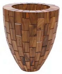 Pot en bois marqueté cylindrique bas