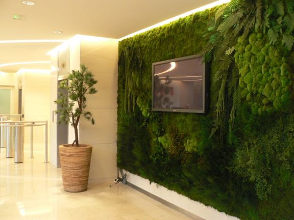 Mur végétal de décoration aux plantes naturelles artificielles stabilisées sans entretien